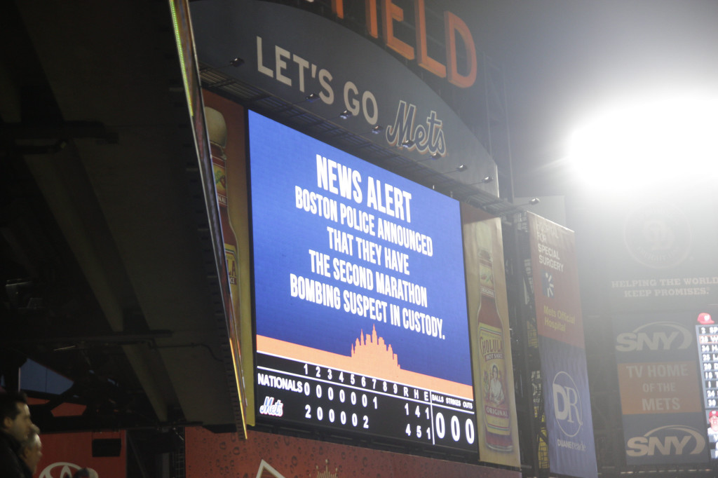 Citifield. Queens, NY. 9:30 PM EST, Friday, April 19, 2013.